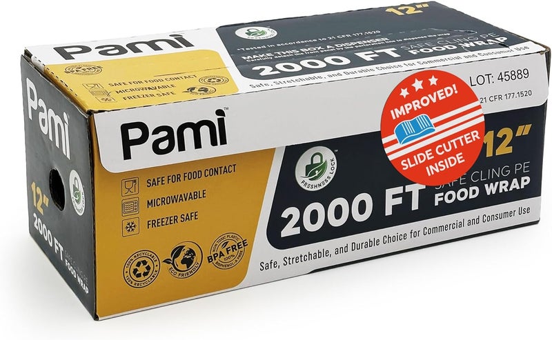 PAMI لف بلاستيك شفاف للطعام 12" × 2000 قدم - Image 1